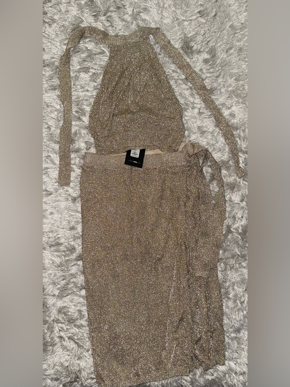 Fashion Nova Gold VIP Vibes Lurex Set